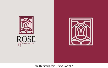 Rose Flower Plant Logo. Universal creative premium symbol. Vector sign icon logo template. Vector illustration