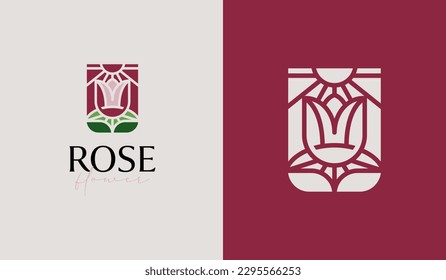 Rose Flower Plant Logo. Universal creative premium symbol. Vector sign icon logo template. Vector illustration