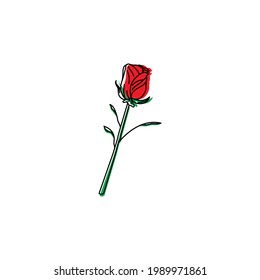 Rose flower red color line art design icon
