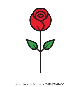 Rose flower red color natural style green leaf celebration design.