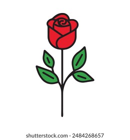 Rose flower red color natural style green leaf celebration design.
