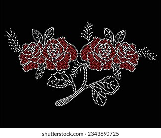 rose flower rhinestone design t-shirt design 