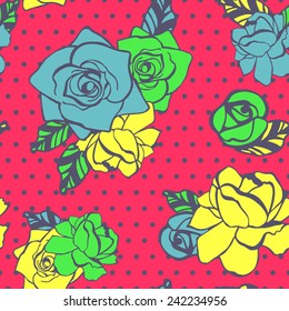 Rose flower seamless pattern in modern trendy style