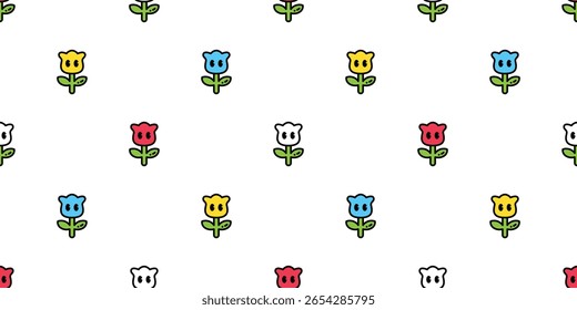 Flor de rosa patrón sin fisuras hojas de planta jardín bosque doodle
