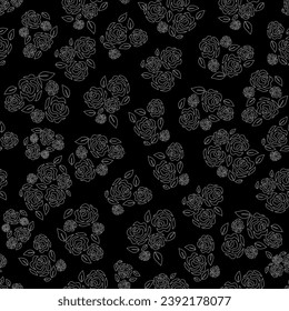 Rose flower seamless pattern vector. Simple floral print fabric pattern, wallpaper illustration