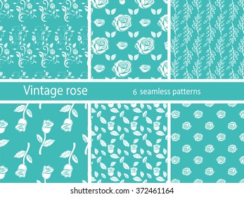 Rose flower set vintage patterns