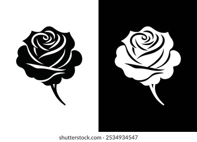 Rose flower silhouette icon vector on white background.	