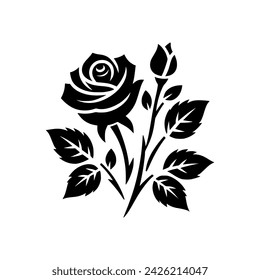 diseño de plantilla de ilustración vectorial de logotipo de silueta de flor de rosa