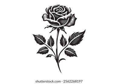 Rose flower silhouette . This is a editable eps file .