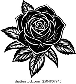 Diseño de Arte vectorial de silueta de flor de rosa