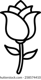 Rose flower silhouette vector art with white background