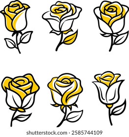 Rose flower silhouette vector art with white background