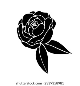Rose flower silhouette. Vector graphics.