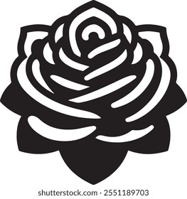 Rose flower silhouette vector icon representing love, beauty, and elegance. Perfect for weddings, branding, or decor. EPS format ensures scalable and versatile design.