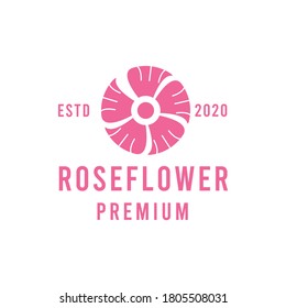 Diseño boutique del logotipo del logotipo del vector de flor rosa