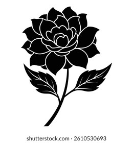 rose flower silhouette vector on white background