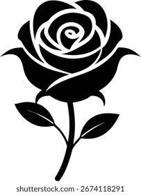 Estilo de vetor de Silhueta de Flor de Rosa com fundo branco