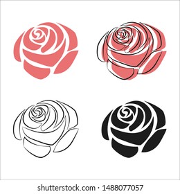 Rose flower simple vector illustration.