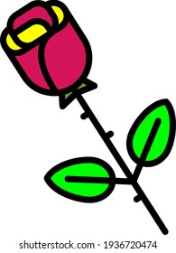 Rose Flower Simple Vector Illustration Icon.