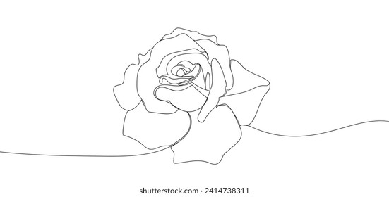 Rose flower in single continuous line drawing style for logo or emblem. modern vector illustration