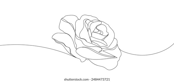 Rose flower in single continuous line drawing style for logo or emblem. modern vector illustration