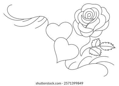 Rose flower single line art and isolated  minimalist outline vector icon 