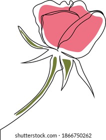 Dibujo de una sola línea de flor de rosa - arte minimalista