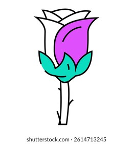 rose flower spring line icon vector. rose flower spring sign. isolated symbol illustration
