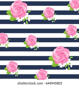 Rose flower and stripe background