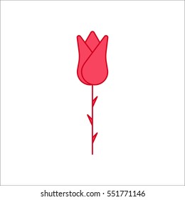 Rose flower symbol sign flat icon on background