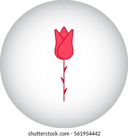 Rose flower symbol sign flat icon on background