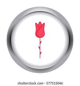 Rose flower symbol sign flat icon on background