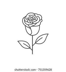 Rose Flower Thin Line Icon