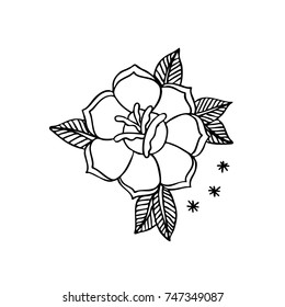 rose flower traditional tattoo flash