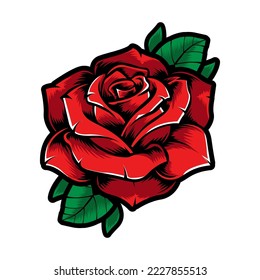 Rose Flower V41 Patch Streetwear, Urban Design Black and Red Color Patch Commercial Use