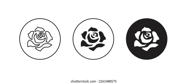 rose flower, Valentines Day, international women's or mother's day, beauty cosmetic salon, luxury beauty, floral icon symbol logo illustration,editable stroke, flat design style isolated on white