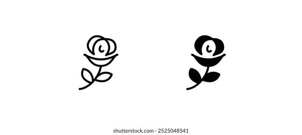 rose flower, Valentines Day, international women's or mother's day, beauty cosmetic salon, luxury beauty, floral icon symbol logo illustration,editable stroke, flat design style isolated on white