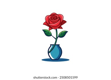 Flor de rosa con ilustración de Arte vectorial de jarrón