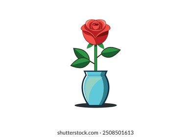 Flor de rosa com vaso vetor arte ilustração