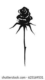 Rose flower. Vector black and white interpretation