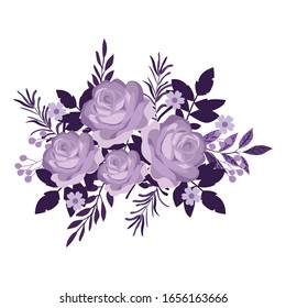 Diseño vectorial de flores de rosa, bello arte de flor de rosa e ilustración aisladas en fondo blanco