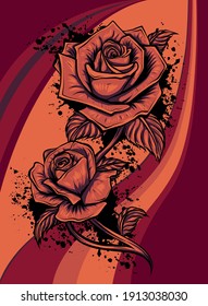 Rose flower vector design, beautiful rose flower art and illustration
