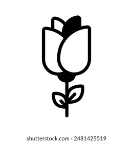Rose flower vector design in modern style, editable icon