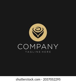 Logo del icono del vector de flor rosa. Los logotipos se pueden utilizar para cosméticos, boutiques, negocios y spas.