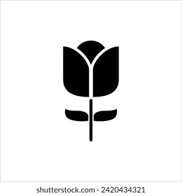 Icono del vector de flor rosa ilustración silhoutde sobre fondo blanco