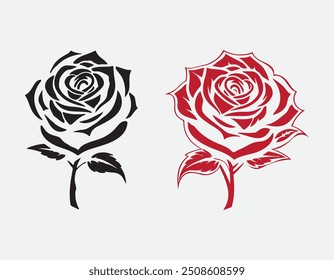 rose flower vector. flower vector illustration. rose flower vector art. silhouette rose for work. red rose vector

