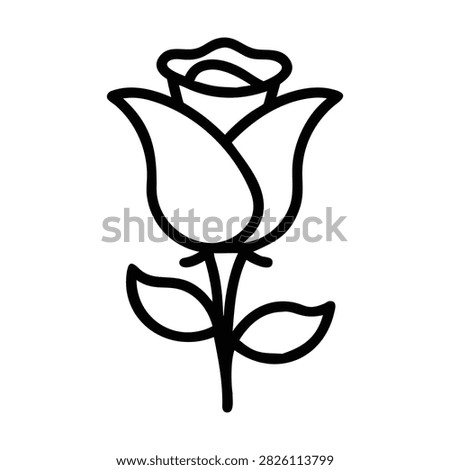Rose flower vector illustration. beautiful blooming plant with stem, leaves. elegant symbol of love, beauty.