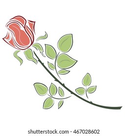 Rose flower vector illustration isolated on white background.