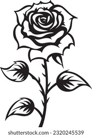 Rose Flower Vector Illustration, Lineart, Rose Flower Logo, Clipart, Flower Template