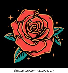 Rose Flower Vector Illustration On Separate Background